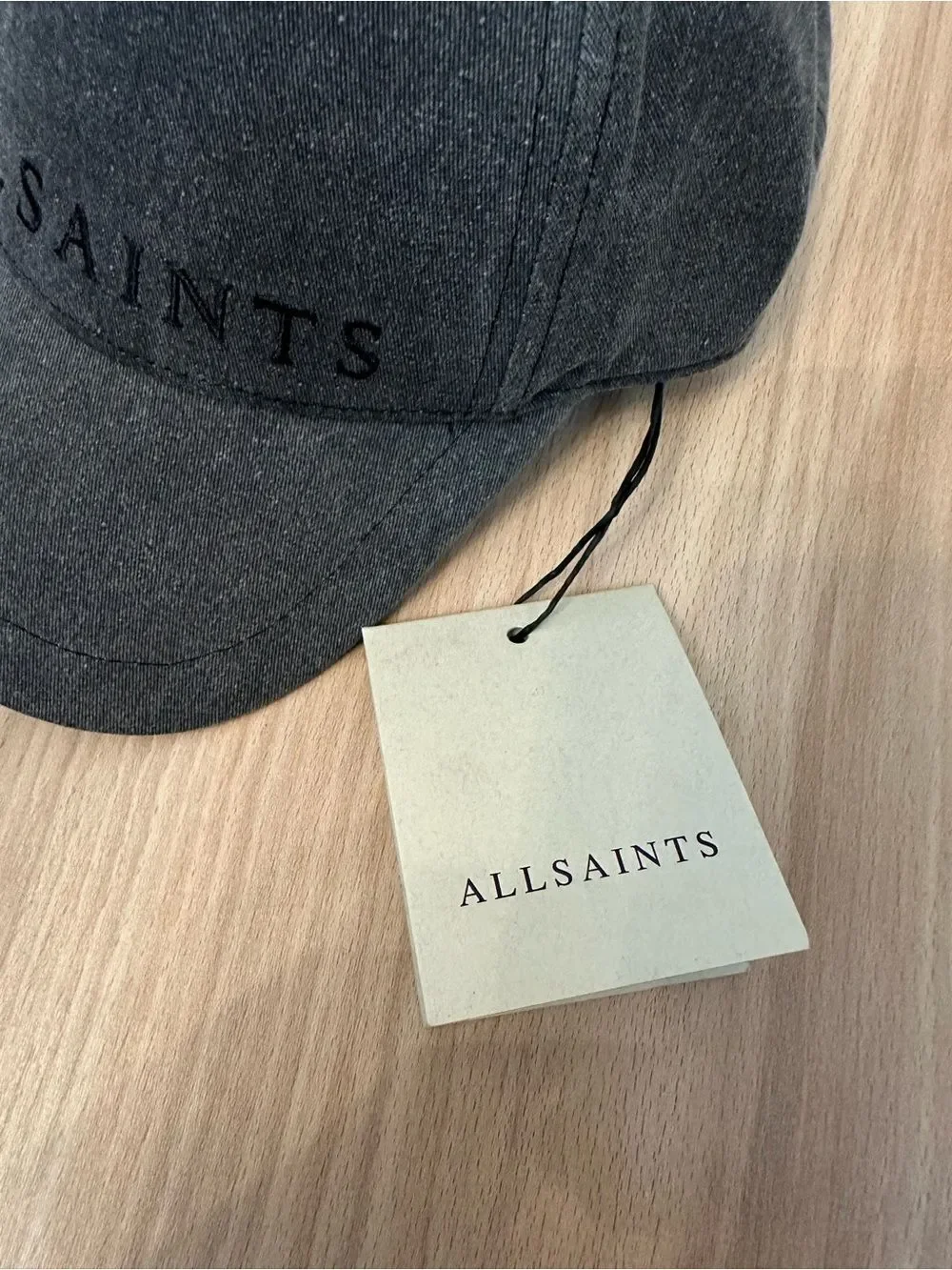 NWT All Saints Large Logo Washed Black Baseball Cap